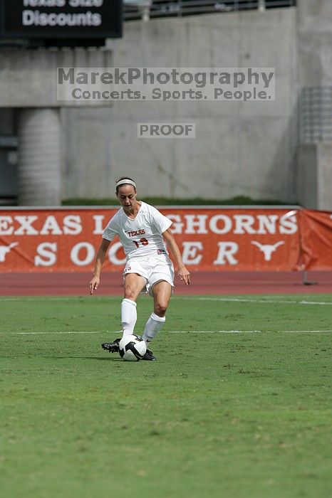 UT sophomore Erica Campanelli (#19, Defender) in the second half.  The University of Texas women's soccer team won 2-1 against the Iowa State Cyclones Sunday afternoon, October 5, 2008.

Filename: SRM_20081005_13135091.jpg
Aperture: f/5.6
Shutter Speed: 1/2500
Body: Canon EOS-1D Mark II
Lens: Canon EF 300mm f/2.8 L IS