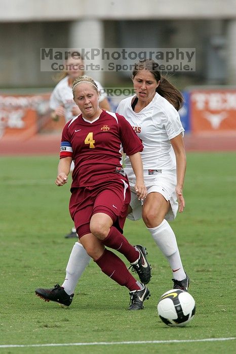 UT senior Courtney Gaines (#23, Midfielder) in the second half.  The University of Texas women's soccer team won 2-1 against the Iowa State Cyclones Sunday afternoon, October 5, 2008.

Filename: SRM_20081005_13204647.jpg
Aperture: f/5.6
Shutter Speed: 1/1600
Body: Canon EOS-1D Mark II
Lens: Canon EF 300mm f/2.8 L IS