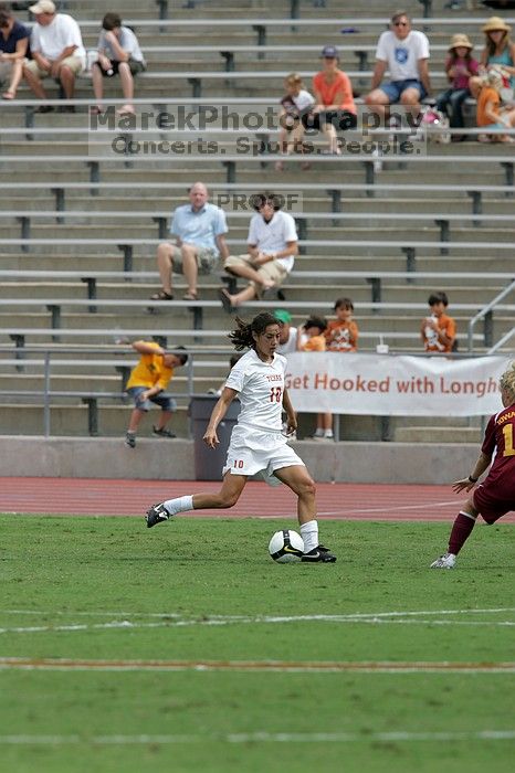 UT senior Stephanie Logterman (#10, Defender) in the second half.  The University of Texas women's soccer team won 2-1 against the Iowa State Cyclones Sunday afternoon, October 5, 2008.

Filename: SRM_20081005_13231204.jpg
Aperture: f/5.6
Shutter Speed: 1/2000
Body: Canon EOS-1D Mark II
Lens: Canon EF 300mm f/2.8 L IS