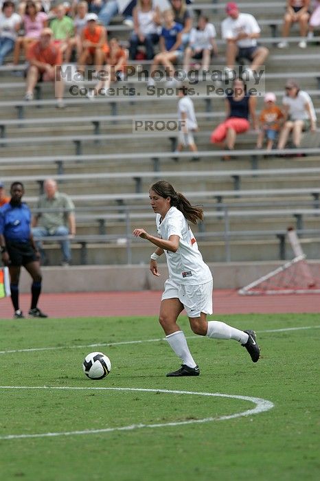 UT senior Courtney Gaines (#23, Midfielder) in the second half.  The University of Texas women's soccer team won 2-1 against the Iowa State Cyclones Sunday afternoon, October 5, 2008.

Filename: SRM_20081005_13233232.jpg
Aperture: f/5.6
Shutter Speed: 1/2000
Body: Canon EOS-1D Mark II
Lens: Canon EF 300mm f/2.8 L IS