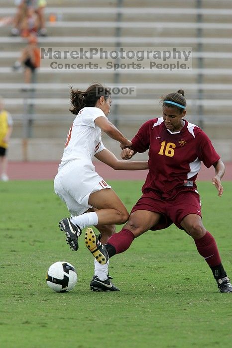 UT senior Stephanie Logterman (#10, Defender) in the second half.  The University of Texas women's soccer team won 2-1 against the Iowa State Cyclones Sunday afternoon, October 5, 2008.

Filename: SRM_20081005_13291602.jpg
Aperture: f/5.6
Shutter Speed: 1/1000
Body: Canon EOS-1D Mark II
Lens: Canon EF 300mm f/2.8 L IS