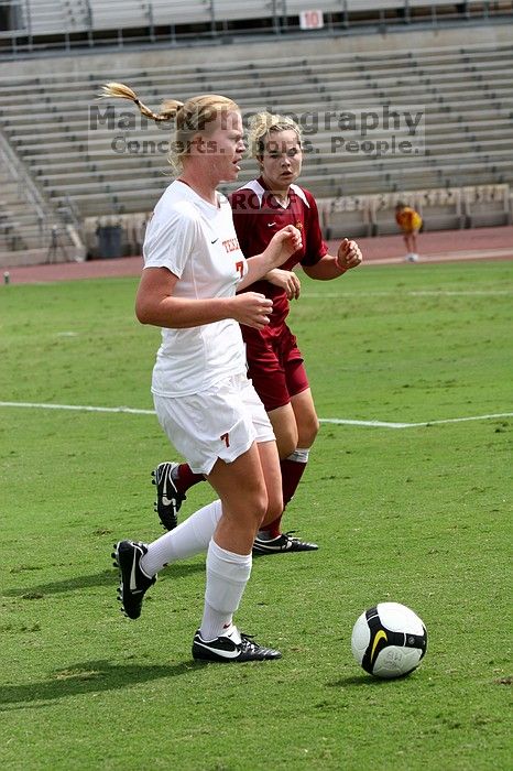 UT freshman Courtney Goodson (#7, Forward and Midfielder) in the second half.  The University of Texas women's soccer team won 2-1 against the Iowa State Cyclones Sunday afternoon, October 5, 2008.

Filename: SRM_20081005_13455039.jpg
Aperture: f/5.0
Shutter Speed: 1/2000
Body: Canon EOS 20D
Lens: Canon EF 80-200mm f/2.8 L