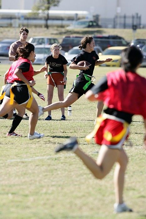 The Cheetahs (chemical engineering team) lost in the Fall 2008 UT flag football intramural championship game on November 9, 2008.

Filename: SRM_20081109_15133663.jpg
Aperture: f/5.0
Shutter Speed: 1/1250
Body: Canon EOS-1D Mark II
Lens: Canon EF 300mm f/2.8 L IS