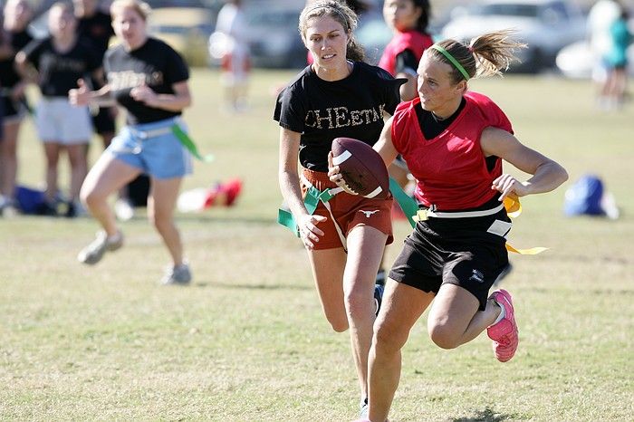 The Cheetahs (chemical engineering team) lost in the Fall 2008 UT flag football intramural championship game on November 9, 2008.

Filename: SRM_20081109_15174024.jpg
Aperture: f/4.0
Shutter Speed: 1/1600
Body: Canon EOS-1D Mark II
Lens: Canon EF 300mm f/2.8 L IS