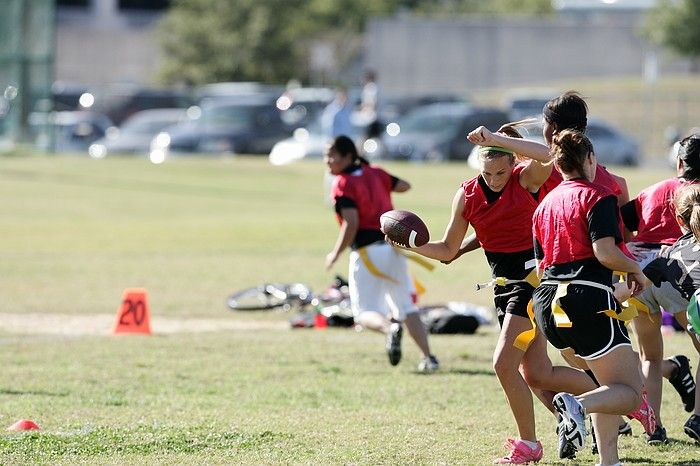 The Cheetahs (chemical engineering team) lost in the Fall 2008 UT flag football intramural championship game on November 9, 2008.

Filename: SRM_20081109_15215454.jpg
Aperture: f/4.0
Shutter Speed: 1/2000
Body: Canon EOS-1D Mark II
Lens: Canon EF 300mm f/2.8 L IS