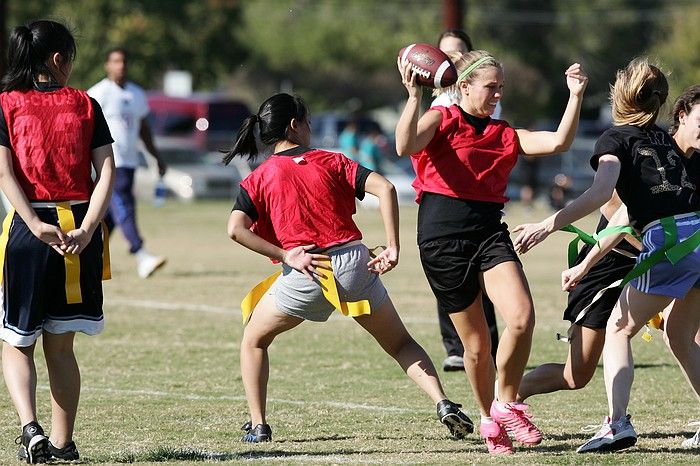 The Cheetahs (chemical engineering team) lost in the Fall 2008 UT flag football intramural championship game on November 9, 2008.

Filename: SRM_20081109_15253897.jpg
Aperture: f/5.0
Shutter Speed: 1/2500
Body: Canon EOS-1D Mark II
Lens: Canon EF 300mm f/2.8 L IS