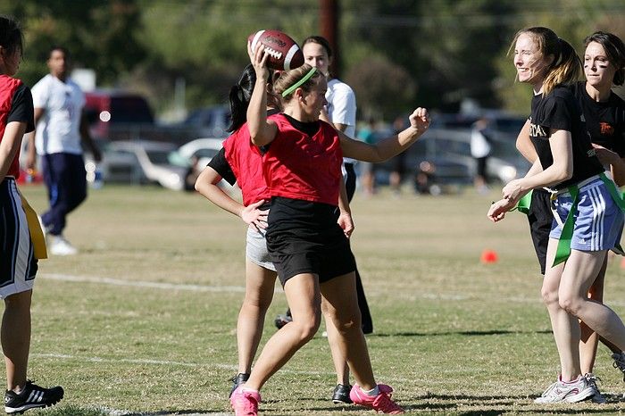 The Cheetahs (chemical engineering team) lost in the Fall 2008 UT flag football intramural championship game on November 9, 2008.

Filename: SRM_20081109_15254099.jpg
Aperture: f/5.0
Shutter Speed: 1/3200
Body: Canon EOS-1D Mark II
Lens: Canon EF 300mm f/2.8 L IS