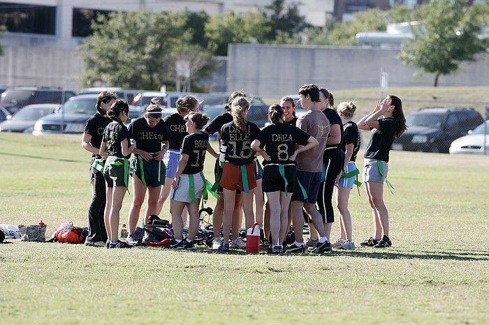 The Cheetahs (chemical engineering team) lost in the Fall 2008 UT flag football intramural championship game on November 9, 2008.

Filename: SRM_20081109_15281804.jpg
Aperture: f/5.0
Shutter Speed: 1/1250
Body: Canon EOS-1D Mark II
Lens: Canon EF 300mm f/2.8 L IS