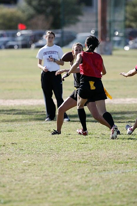 The Cheetahs (chemical engineering team) lost in the Fall 2008 UT flag football intramural championship game on November 9, 2008.

Filename: SRM_20081109_15374620.jpg
Aperture: f/4.0
Shutter Speed: 1/2500
Body: Canon EOS-1D Mark II
Lens: Canon EF 300mm f/2.8 L IS