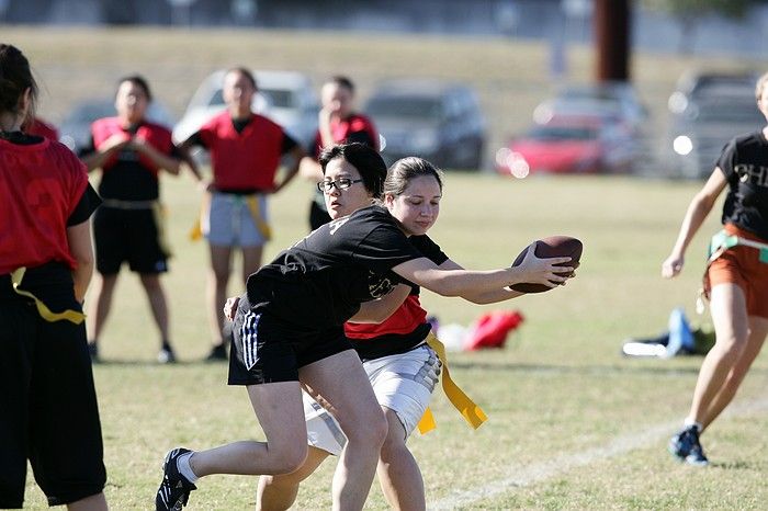 The Cheetahs (chemical engineering team) lost in the Fall 2008 UT flag football intramural championship game on November 9, 2008.

Filename: SRM_20081109_15384454.jpg
Aperture: f/4.0
Shutter Speed: 1/2000
Body: Canon EOS-1D Mark II
Lens: Canon EF 300mm f/2.8 L IS