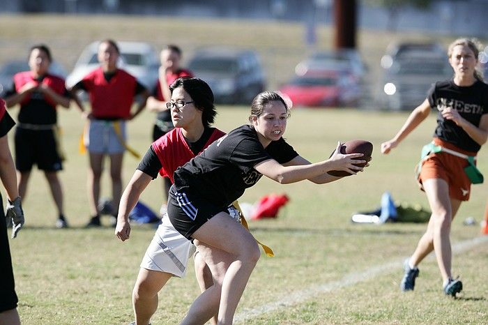 The Cheetahs (chemical engineering team) lost in the Fall 2008 UT flag football intramural championship game on November 9, 2008.

Filename: SRM_20081109_15384655.jpg
Aperture: f/4.0
Shutter Speed: 1/2000
Body: Canon EOS-1D Mark II
Lens: Canon EF 300mm f/2.8 L IS