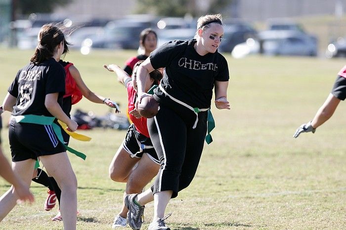 The Cheetahs (chemical engineering team) lost in the Fall 2008 UT flag football intramural championship game on November 9, 2008.

Filename: SRM_20081109_15390664.jpg
Aperture: f/4.0
Shutter Speed: 1/1600
Body: Canon EOS-1D Mark II
Lens: Canon EF 300mm f/2.8 L IS