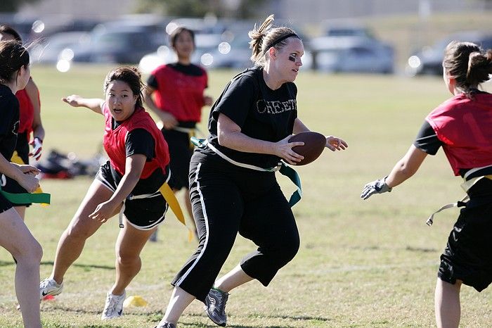 The Cheetahs (chemical engineering team) lost in the Fall 2008 UT flag football intramural championship game on November 9, 2008.

Filename: SRM_20081109_15390865.jpg
Aperture: f/4.0
Shutter Speed: 1/2000
Body: Canon EOS-1D Mark II
Lens: Canon EF 300mm f/2.8 L IS