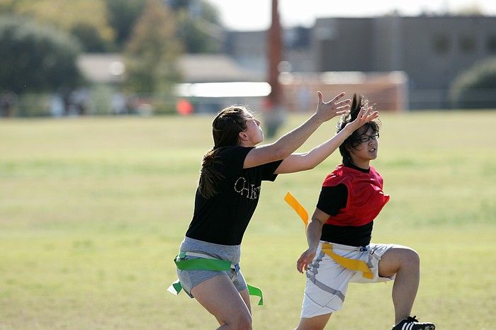 The Cheetahs (chemical engineering team) lost in the Fall 2008 UT flag football intramural championship game on November 9, 2008.

Filename: SRM_20081109_15500668.jpg
Aperture: f/4.0
Shutter Speed: 1/2000
Body: Canon EOS-1D Mark II
Lens: Canon EF 300mm f/2.8 L IS