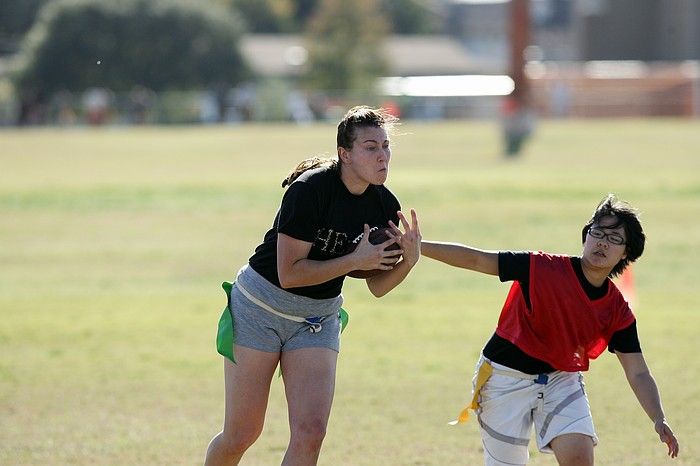 The Cheetahs (chemical engineering team) lost in the Fall 2008 UT flag football intramural championship game on November 9, 2008.

Filename: SRM_20081109_15500671.jpg
Aperture: f/4.0
Shutter Speed: 1/2000
Body: Canon EOS-1D Mark II
Lens: Canon EF 300mm f/2.8 L IS