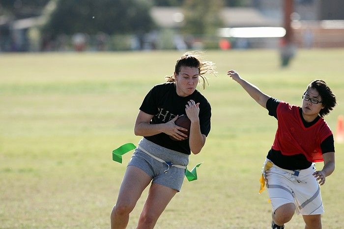 The Cheetahs (chemical engineering team) lost in the Fall 2008 UT flag football intramural championship game on November 9, 2008.

Filename: SRM_20081109_15500872.jpg
Aperture: f/4.0
Shutter Speed: 1/2000
Body: Canon EOS-1D Mark II
Lens: Canon EF 300mm f/2.8 L IS