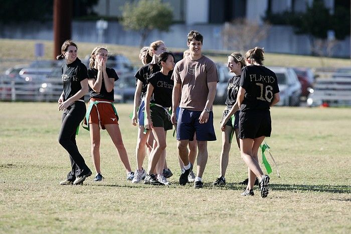 The Cheetahs (chemical engineering team) lost in the Fall 2008 UT flag football intramural championship game on November 9, 2008.

Filename: SRM_20081109_15550645.jpg
Aperture: f/4.0
Shutter Speed: 1/2000
Body: Canon EOS-1D Mark II
Lens: Canon EF 300mm f/2.8 L IS