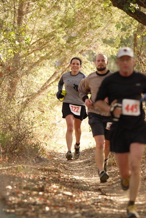 Beth Marek placed 5th in her age group in the 25K at the. Bandera 25K, 50K, and 100K trail race in Bandera, TX on Saturday, January 10, 2009.

Filename: SRM_20090110_09444664.jpg
Aperture: f/4.0
Shutter Speed: 1/320
Body: Canon EOS-1D Mark II
Lens: Canon EF 300mm f/2.8 L IS