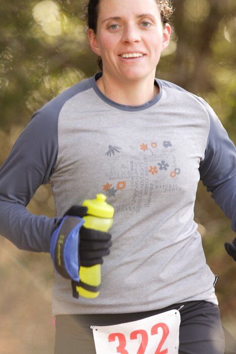 Beth Marek placed 5th in her age group in the 25K at the. Bandera 25K, 50K, and 100K trail race in Bandera, TX on Saturday, January 10, 2009.

Filename: SRM_20090110_09451476.jpg
Aperture: f/4.0
Shutter Speed: 1/320
Body: Canon EOS-1D Mark II
Lens: Canon EF 300mm f/2.8 L IS