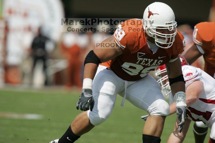 The University of Texas football team defeated the Arkansas Razorbacks with a score of 52-10 in Austin, TX on Saturday, September 27, 2008.

Filename: SRM_20080927_14370658.jpg
Aperture: f/5.6
Shutter Speed: 1/2000
Body: Canon EOS-1D Mark II
Lens: Canon EF 300mm f/2.8 L IS