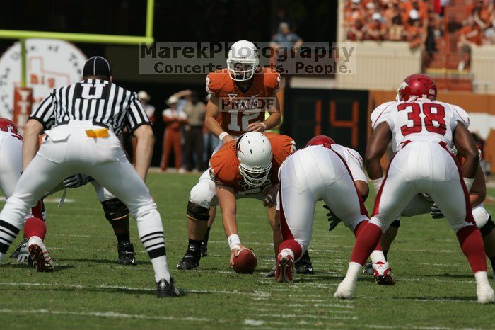 The University of Texas football team defeated the Arkansas Razorbacks with a score of 52-10 in Austin, TX on Saturday, September 27, 2008.

Filename: SRM_20080927_14403089.jpg
Aperture: f/5.6
Shutter Speed: 1/4000
Body: Canon EOS-1D Mark II
Lens: Canon EF 300mm f/2.8 L IS