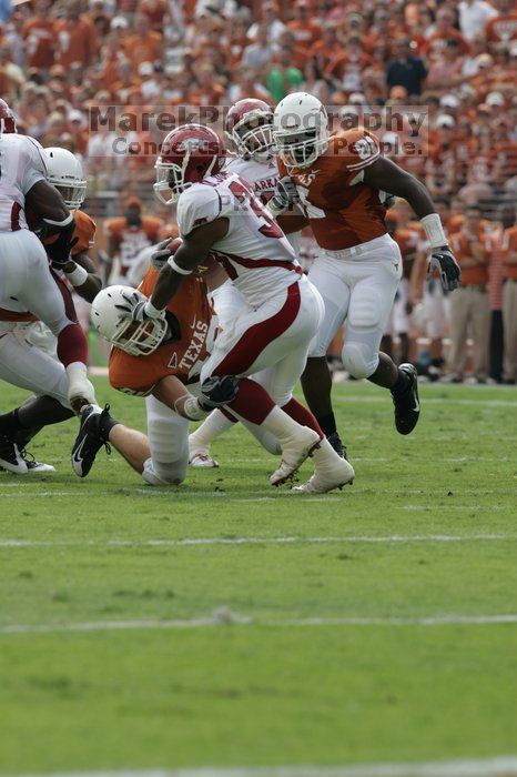 The University of Texas football team defeated the Arkansas Razorbacks with a score of 52-10 in Austin, TX on Saturday, September 27, 2008.

Filename: SRM_20080927_15191472.jpg
Aperture: f/6.3
Shutter Speed: 1/640
Body: Canon EOS-1D Mark II
Lens: Canon EF 300mm f/2.8 L IS