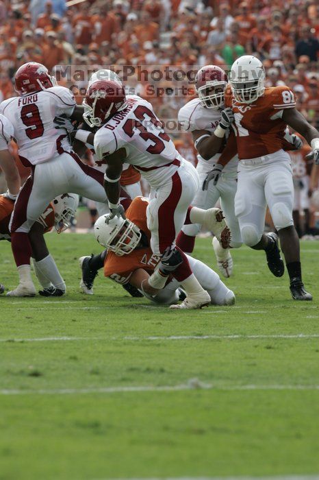 The University of Texas football team defeated the Arkansas Razorbacks with a score of 52-10 in Austin, TX on Saturday, September 27, 2008.

Filename: SRM_20080927_15191474.jpg
Aperture: f/6.3
Shutter Speed: 1/640
Body: Canon EOS-1D Mark II
Lens: Canon EF 300mm f/2.8 L IS