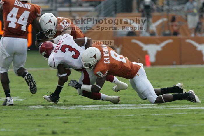 The University of Texas football team defeated the Arkansas Razorbacks with a score of 52-10 in Austin, TX on Saturday, September 27, 2008.

Filename: SRM_20080927_15244091.jpg
Aperture: f/6.3
Shutter Speed: 1/500
Body: Canon EOS-1D Mark II
Lens: Canon EF 300mm f/2.8 L IS