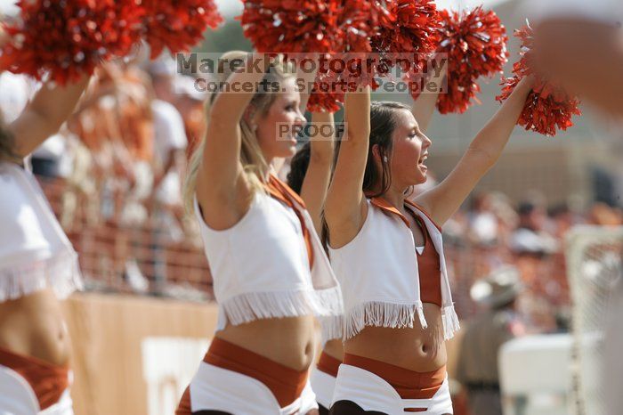 Texas Pom.  The University of Texas football team defeated the Arkansas Razorbacks with a score of 52-10 in Austin, TX on Saturday, September 27, 2008.

Filename: SRM_20080927_15374657.jpg
Aperture: f/5.6
Shutter Speed: 1/1250
Body: Canon EOS-1D Mark II
Lens: Canon EF 300mm f/2.8 L IS