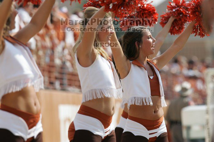 Texas Pom.  The University of Texas football team defeated the Arkansas Razorbacks with a score of 52-10 in Austin, TX on Saturday, September 27, 2008.

Filename: SRM_20080927_15374859.jpg
Aperture: f/5.6
Shutter Speed: 1/1600
Body: Canon EOS-1D Mark II
Lens: Canon EF 300mm f/2.8 L IS