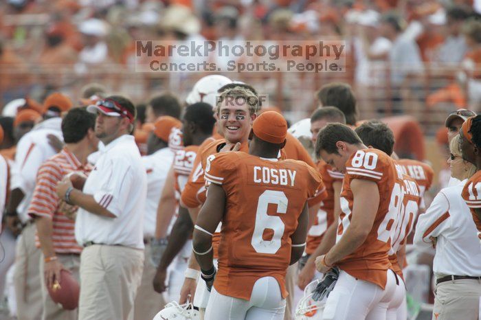 The University of Texas football team defeated the Arkansas Razorbacks with a score of 52-10 in Austin, TX on Saturday, September 27, 2008.

Filename: SRM_20080927_17275288.jpg
Aperture: f/5.6
Shutter Speed: 1/500
Body: Canon EOS-1D Mark II
Lens: Canon EF 300mm f/2.8 L IS