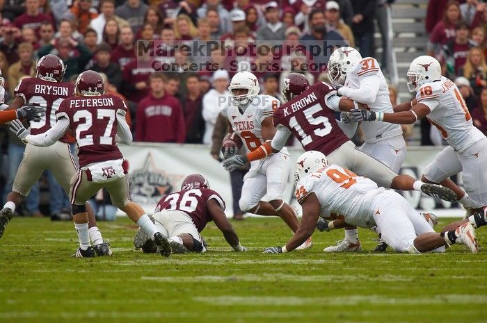 The University of Texas, Austin played Texas A&M in football at Kyle Field, College Station, on November 23, 2007.  UT lost to the Aggies, 30 to 38.

Filename: SRM_20071123_1626363.jpg
Aperture: f/5.6
Shutter Speed: 1/640
Body: Canon EOS-1D Mark II
Lens: Canon EF 300mm f/2.8 L IS