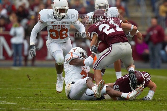 The University of Texas, Austin played Texas A&M in football at Kyle Field, College Station, on November 23, 2007.  UT lost to the Aggies, 30 to 38.

Filename: SRM_20071123_1639108.jpg
Aperture: f/5.6
Shutter Speed: 1/1000
Body: Canon EOS-1D Mark II
Lens: Canon EF 300mm f/2.8 L IS