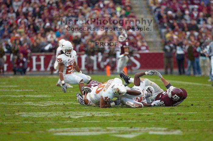 The University of Texas, Austin played Texas A&M in football at Kyle Field, College Station, on November 23, 2007.  UT lost to the Aggies, 30 to 38.

Filename: SRM_20071123_1655228.jpg
Aperture: f/2.8
Shutter Speed: 1/1250
Body: Canon EOS-1D Mark II
Lens: Canon EF 300mm f/2.8 L IS