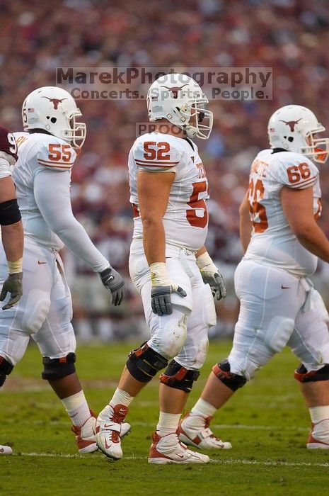 The University of Texas, Austin played Texas A&M in football at Kyle Field, College Station, on November 23, 2007.  UT lost to the Aggies, 30 to 38.

Filename: SRM_20071123_1710167.jpg
Aperture: f/2.8
Shutter Speed: 1/800
Body: Canon EOS-1D Mark II
Lens: Canon EF 300mm f/2.8 L IS