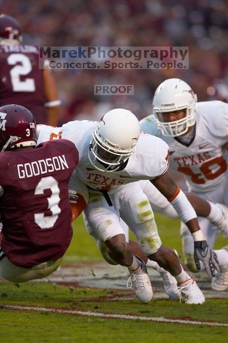 The University of Texas, Austin played Texas A&M in football at Kyle Field, College Station, on November 23, 2007.  UT lost to the Aggies, 30 to 38.

Filename: SRM_20071123_1800063.jpg
Aperture: f/2.8
Shutter Speed: 1/640
Body: Canon EOS-1D Mark II
Lens: Canon EF 300mm f/2.8 L IS