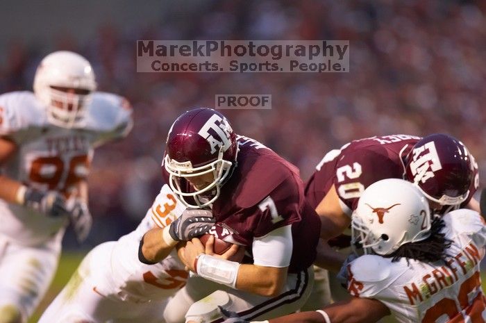 The University of Texas, Austin played Texas A&M in football at Kyle Field, College Station, on November 23, 2007.  UT lost to the Aggies, 30 to 38.

Filename: SRM_20071123_1815122.jpg
Aperture: f/2.8
Shutter Speed: 1/500
Body: Canon EOS-1D Mark II
Lens: Canon EF 300mm f/2.8 L IS