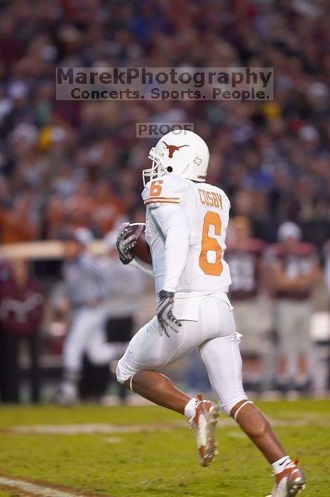 The University of Texas, Austin played Texas A&M in football at Kyle Field, College Station, on November 23, 2007.  UT lost to the Aggies, 30 to 38.

Filename: SRM_20071123_1821547.jpg
Aperture: f/2.8
Shutter Speed: 1/500
Body: Canon EOS-1D Mark II
Lens: Canon EF 300mm f/2.8 L IS