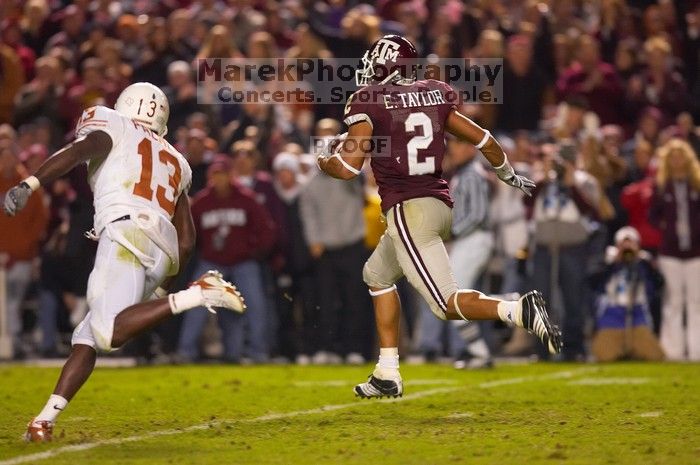 The University of Texas, Austin played Texas A&M in football at Kyle Field, College Station, on November 23, 2007.  UT lost to the Aggies, 30 to 38.

Filename: SRM_20071123_1841341.jpg
Aperture: f/2.8
Shutter Speed: 1/500
Body: Canon EOS-1D Mark II
Lens: Canon EF 300mm f/2.8 L IS