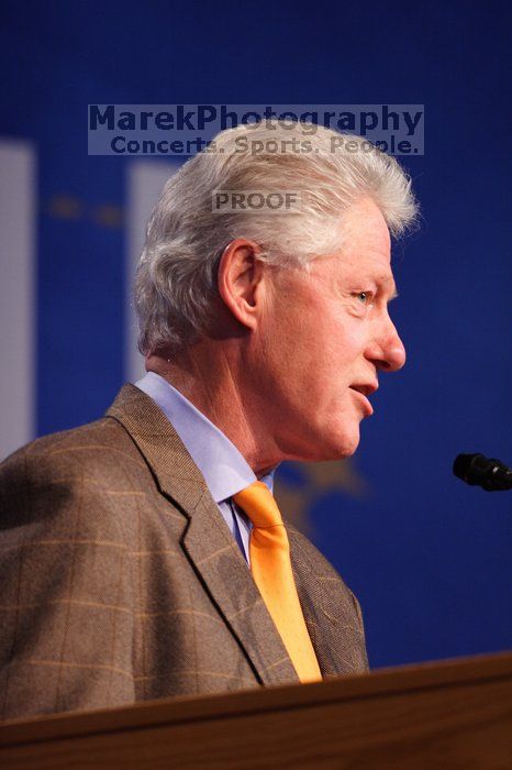 Former President Bill Clinton speaking at the CGIU meeting.  Day one of the 2nd Annual Clinton Global Initiative University (CGIU) meeting was held at The University of Texas at Austin, Friday, February 13, 2009.

Filename: SRM_20090213_16143912.jpg
Aperture: f/2.8
Shutter Speed: 1/200
Body: Canon EOS 20D
Lens: Canon EF 300mm f/2.8 L IS