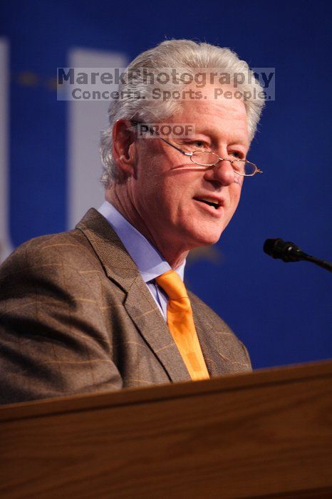 Former President Bill Clinton speaking at the CGIU meeting.  Day one of the 2nd Annual Clinton Global Initiative University (CGIU) meeting was held at The University of Texas at Austin, Friday, February 13, 2009.

Filename: SRM_20090213_16152819.jpg
Aperture: f/2.8
Shutter Speed: 1/200
Body: Canon EOS 20D
Lens: Canon EF 300mm f/2.8 L IS