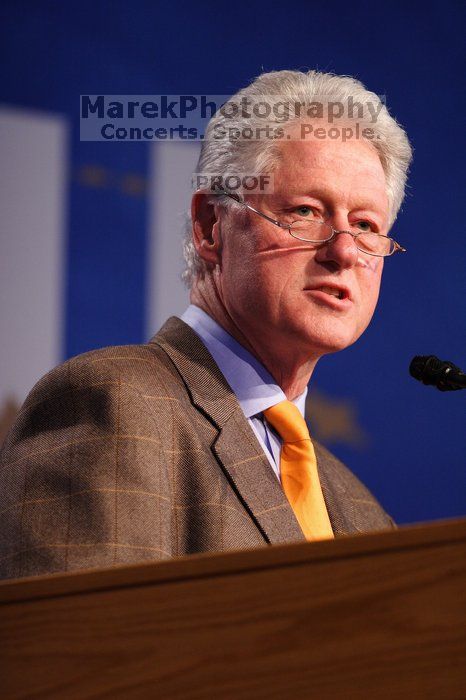 Former President Bill Clinton speaking at the CGIU meeting.  Day one of the 2nd Annual Clinton Global Initiative University (CGIU) meeting was held at The University of Texas at Austin, Friday, February 13, 2009.

Filename: SRM_20090213_16155121.jpg
Aperture: f/2.8
Shutter Speed: 1/200
Body: Canon EOS 20D
Lens: Canon EF 300mm f/2.8 L IS