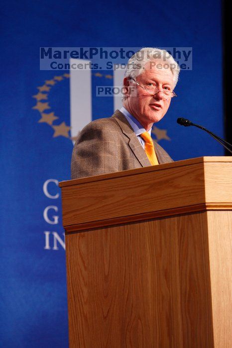 Former President Bill Clinton speaking at the CGIU meeting.  Day one of the 2nd Annual Clinton Global Initiative University (CGIU) meeting was held at The University of Texas at Austin, Friday, February 13, 2009.

Filename: SRM_20090213_16163517.jpg
Aperture: f/4.0
Shutter Speed: 1/60
Body: Canon EOS-1D Mark II
Lens: Canon EF 80-200mm f/2.8 L