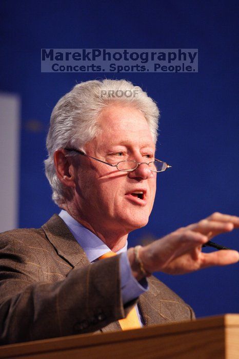 Former President Bill Clinton speaking at the CGIU meeting.  Day one of the 2nd Annual Clinton Global Initiative University (CGIU) meeting was held at The University of Texas at Austin, Friday, February 13, 2009.

Filename: SRM_20090213_16202555.jpg
Aperture: f/2.8
Shutter Speed: 1/200
Body: Canon EOS 20D
Lens: Canon EF 300mm f/2.8 L IS