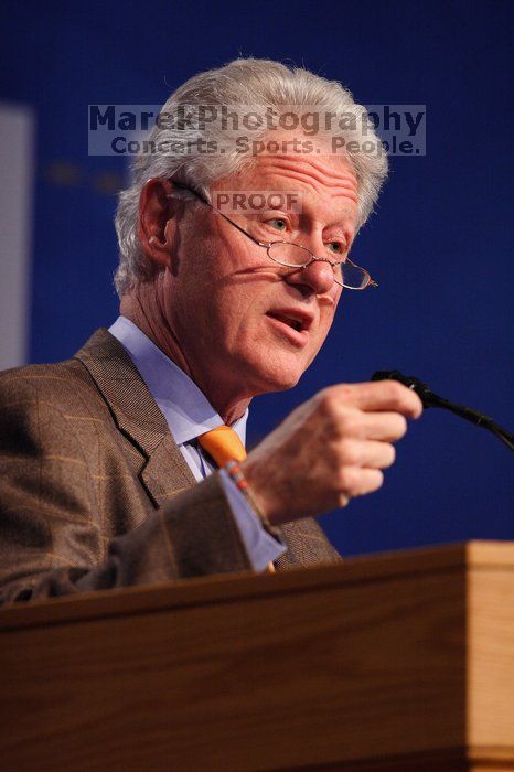 Former President Bill Clinton speaking at the CGIU meeting.  Day one of the 2nd Annual Clinton Global Initiative University (CGIU) meeting was held at The University of Texas at Austin, Friday, February 13, 2009.

Filename: SRM_20090213_16221569.jpg
Aperture: f/2.8
Shutter Speed: 1/320
Body: Canon EOS 20D
Lens: Canon EF 300mm f/2.8 L IS