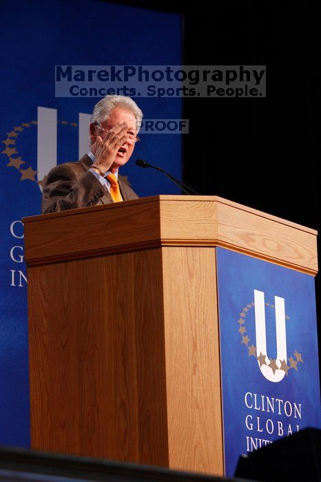 Former President Bill Clinton speaking at the CGIU meeting.  Day one of the 2nd Annual Clinton Global Initiative University (CGIU) meeting was held at The University of Texas at Austin, Friday, February 13, 2009.

Filename: SRM_20090213_16230772.jpg
Aperture: f/4.0
Shutter Speed: 1/100
Body: Canon EOS-1D Mark II
Lens: Canon EF 80-200mm f/2.8 L