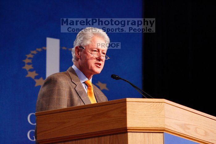 Former President Bill Clinton speaking at the CGIU meeting.  Day one of the 2nd Annual Clinton Global Initiative University (CGIU) meeting was held at The University of Texas at Austin, Friday, February 13, 2009.

Filename: SRM_20090213_16233176.jpg
Aperture: f/4.0
Shutter Speed: 1/80
Body: Canon EOS-1D Mark II
Lens: Canon EF 80-200mm f/2.8 L