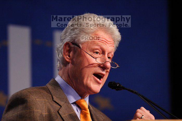 Former President Bill Clinton speaking at the CGIU meeting.  Day one of the 2nd Annual Clinton Global Initiative University (CGIU) meeting was held at The University of Texas at Austin, Friday, February 13, 2009.

Filename: SRM_20090213_16243278.jpg
Aperture: f/2.8
Shutter Speed: 1/320
Body: Canon EOS 20D
Lens: Canon EF 300mm f/2.8 L IS