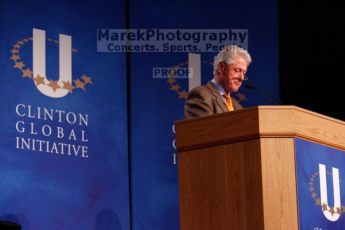 Former President Bill Clinton speaking at the CGIU meeting.  Day one of the 2nd Annual Clinton Global Initiative University (CGIU) meeting was held at The University of Texas at Austin, Friday, February 13, 2009.

Filename: SRM_20090213_16260599.jpg
Aperture: f/4.0
Shutter Speed: 1/125
Body: Canon EOS-1D Mark II
Lens: Canon EF 80-200mm f/2.8 L