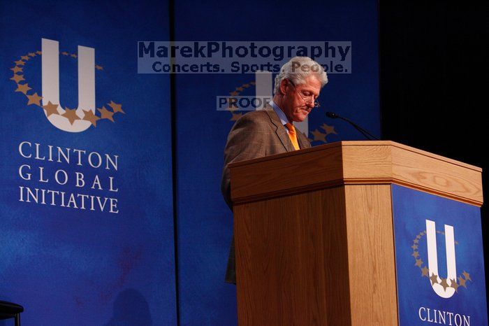 Former President Bill Clinton speaking at the CGIU meeting.  Day one of the 2nd Annual Clinton Global Initiative University (CGIU) meeting was held at The University of Texas at Austin, Friday, February 13, 2009.

Filename: SRM_20090213_16262804.jpg
Aperture: f/4.0
Shutter Speed: 1/160
Body: Canon EOS-1D Mark II
Lens: Canon EF 80-200mm f/2.8 L